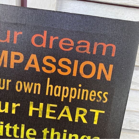 Life Rules Positive Messages Canvas Wallhanging Ombre Rainbow Black - Picture 4 of 6